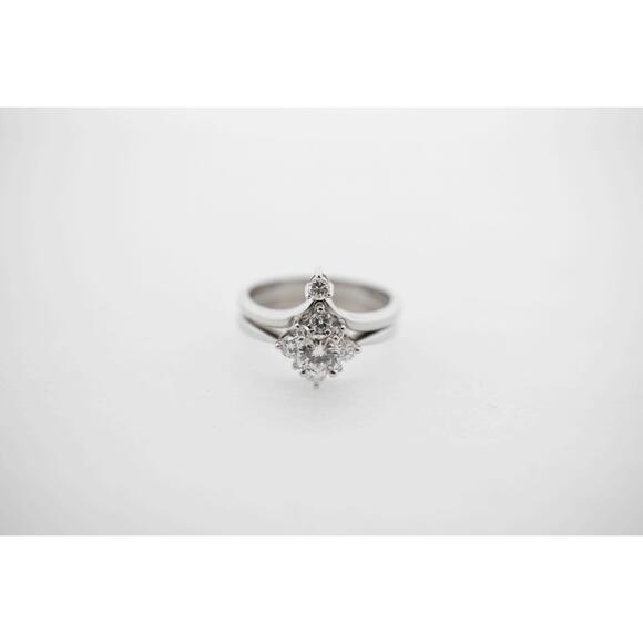 Estate Sale 14k White Gold 0.54 TCW Diamond Wedding Set Size 5.50
